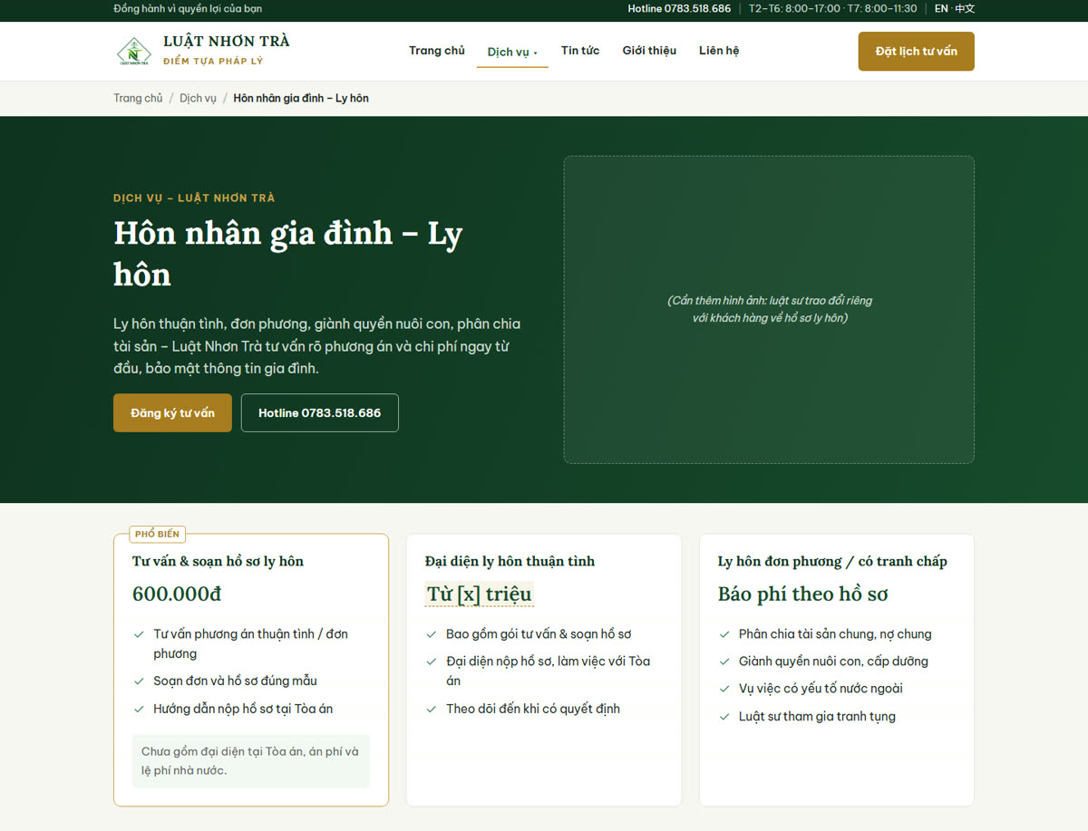 Trang dịch vụ hôn nhân gia đình