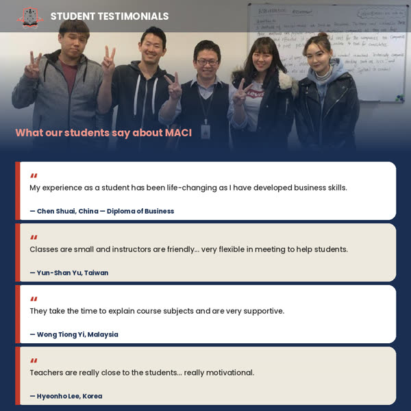 Student testimonials